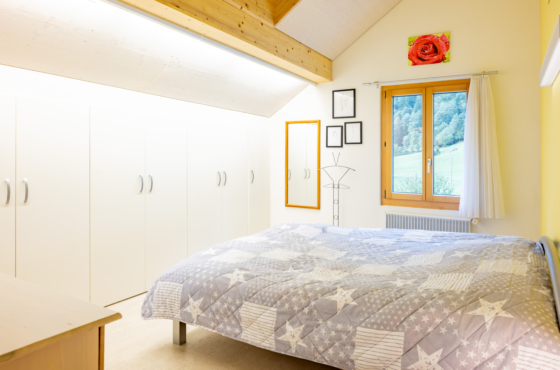 Schlafzimmer mit Einbauschrank und Dachfenster im DG